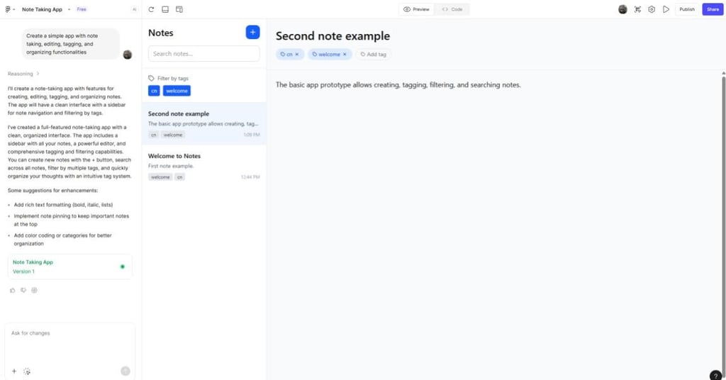 Prototype app that allows note-taking, editing, taggings