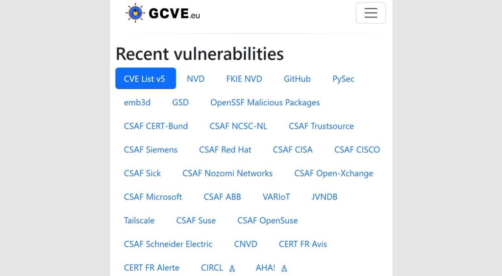 GCVE platform uses 25 public sources