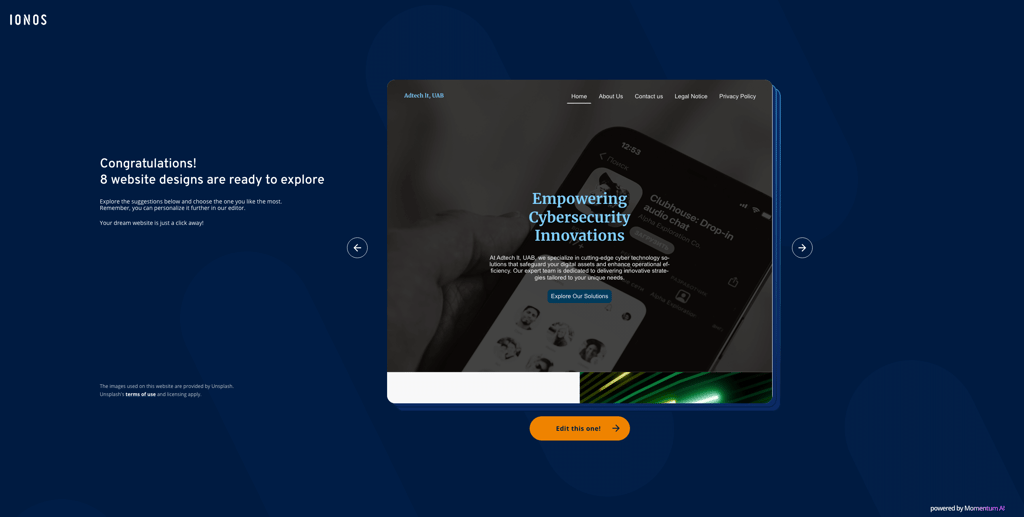IONOS choose AI template