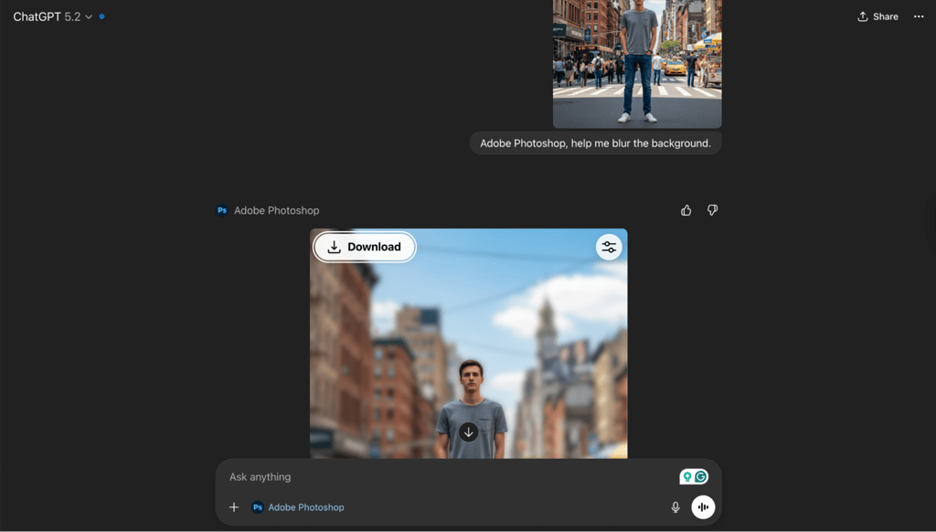 Natural-language background blur prompt