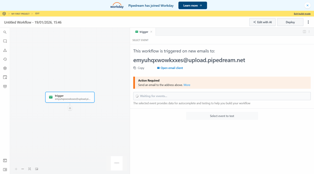 Pipedream’s workflow editor