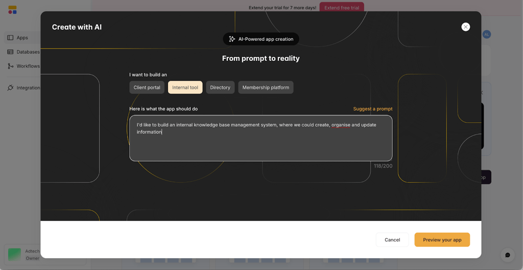 Softr prompt