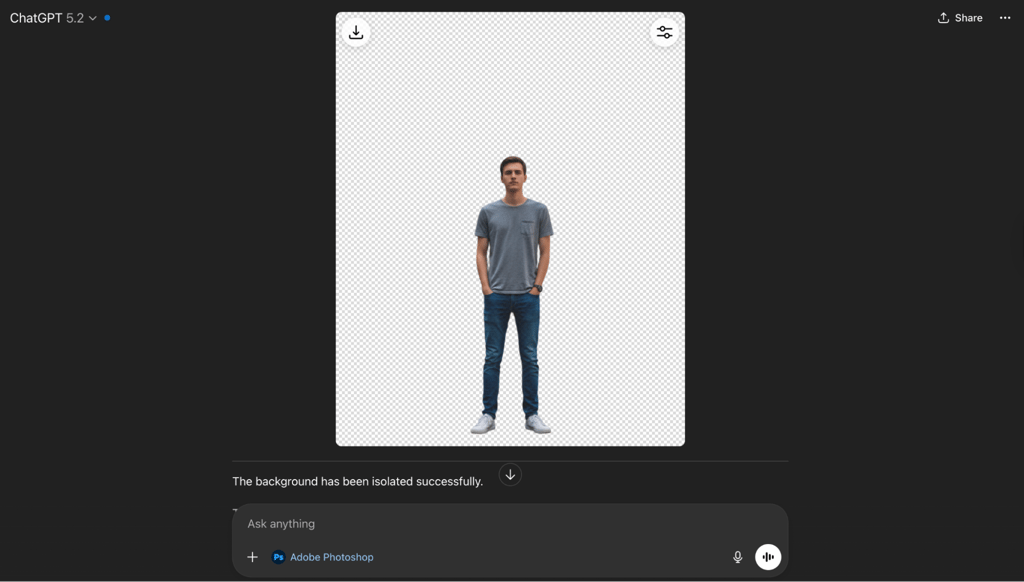 Subject isolated using partial image editing