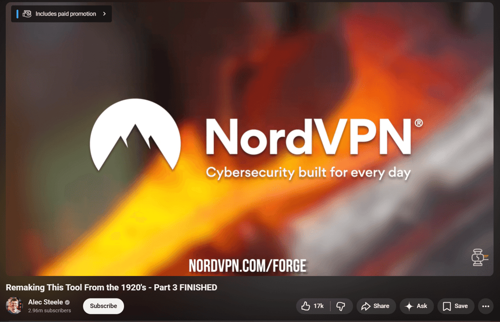 NordVPN code on Alec Steele channel