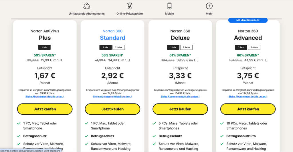 Norton Pricing