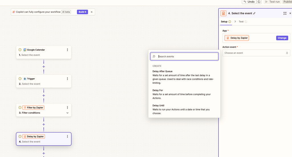 Choosing Delay in the Action step in Zap