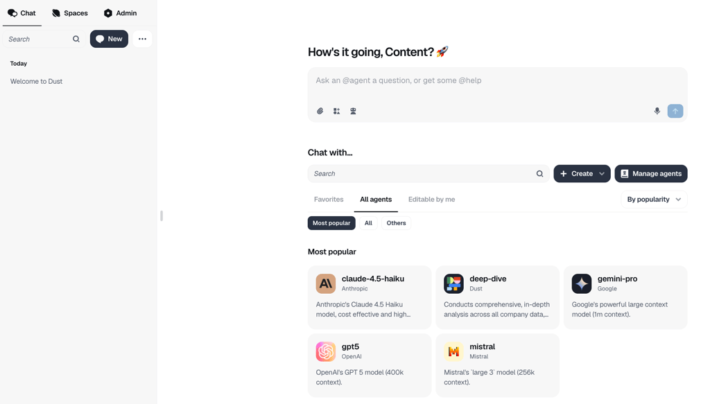 Dust AI setup page