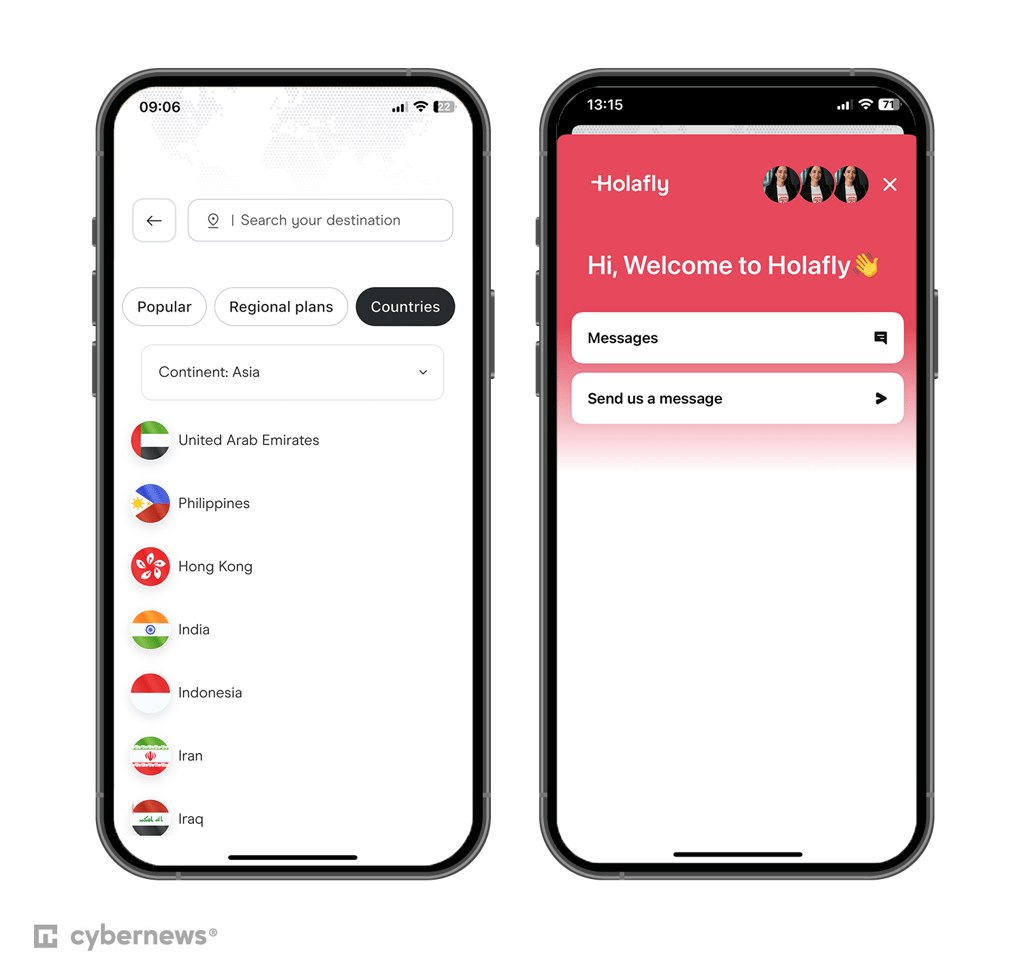Holafly app interface on iOS for the Philippines plans