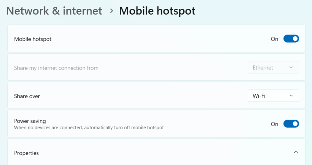 Hotspot settings