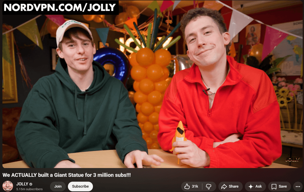 NordVPN code on Jolly channel