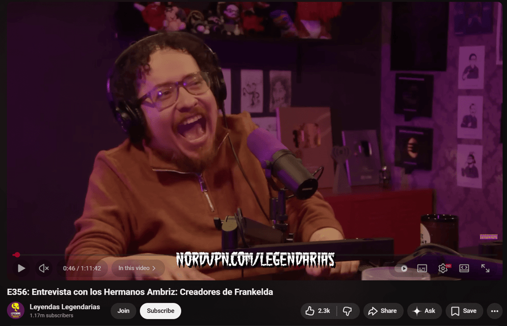 NordVPN code on Leyendas Legendarias channel