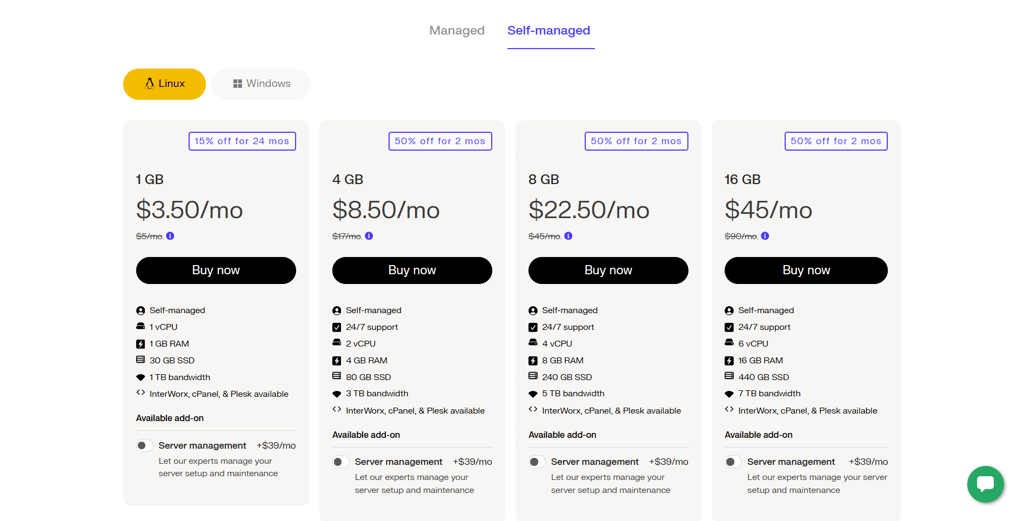 Liquid Web pricing page in January 2026