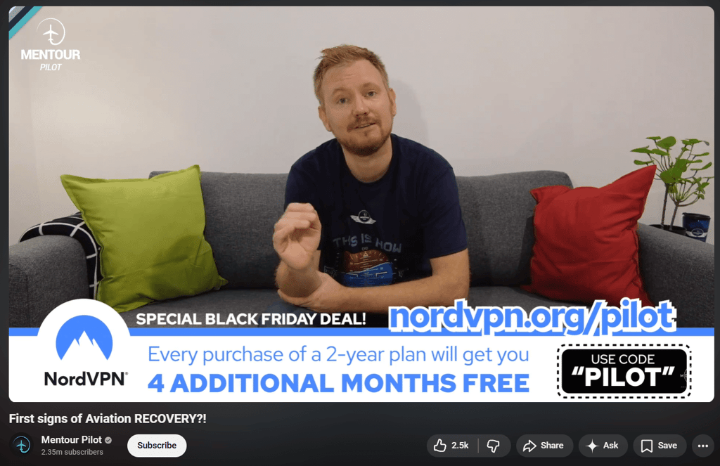 NordVPN QR code on Mentour Pilot channel