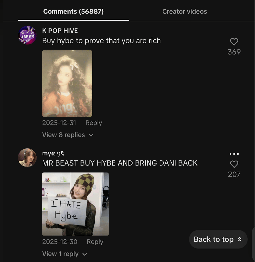 mrbeast-hybe-comments-tiktok