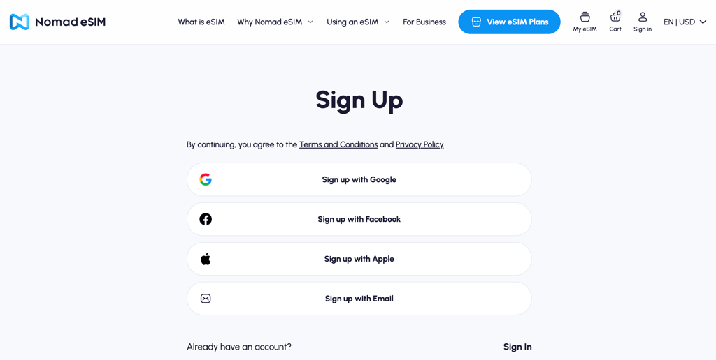 nomad login page