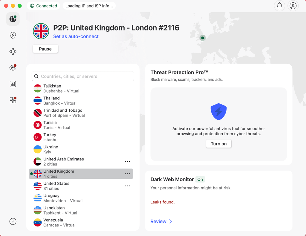 nordvpn connected uk london