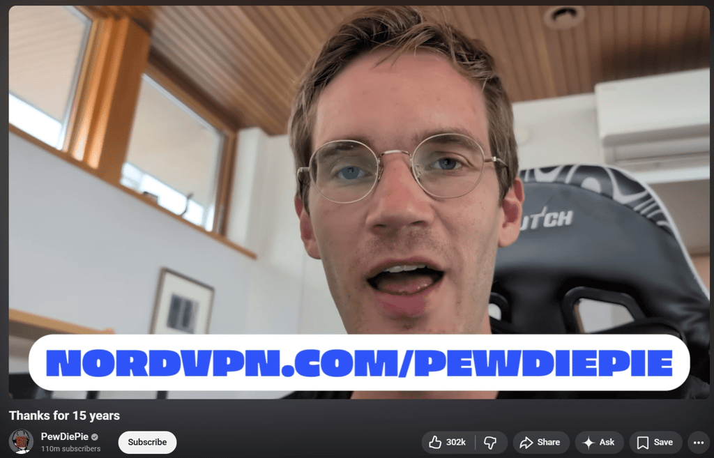 PewDiePie NordVPN