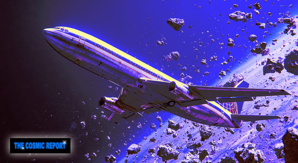 A US Airlines flight caught in a load of space-junk.