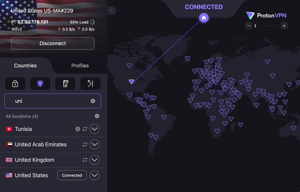 protonvpn desktop interface macos