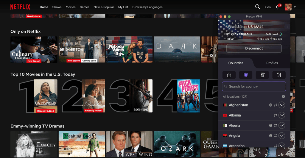 protonvpn streaming netflix us