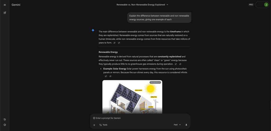 Gemini 3 Flash text on renewable energy sources – large and practical