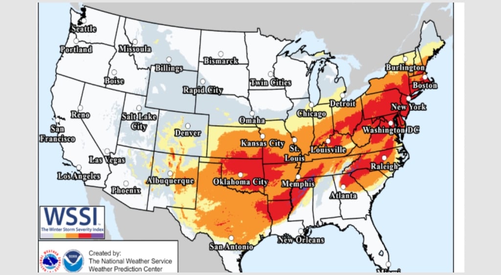 Winter storm January 2026 map