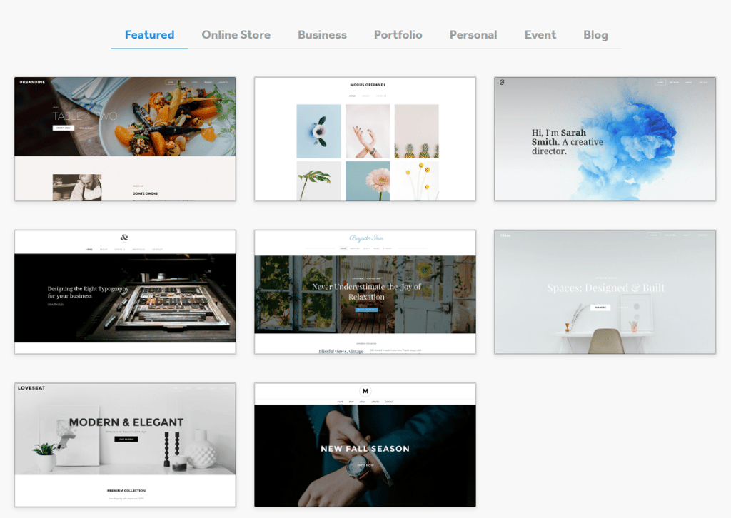Theme selection on Weebly