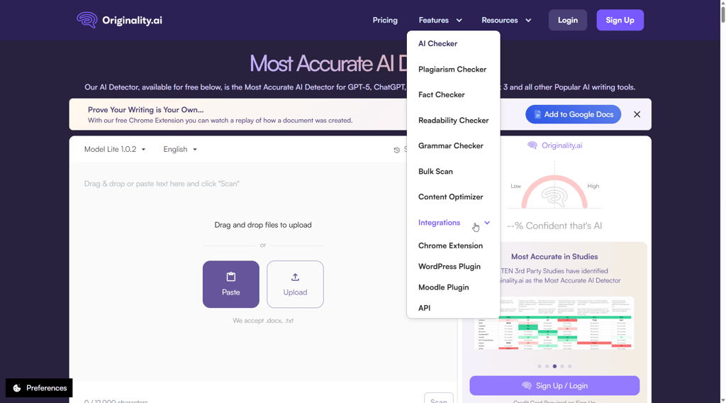 Additional features that Originality ai offers