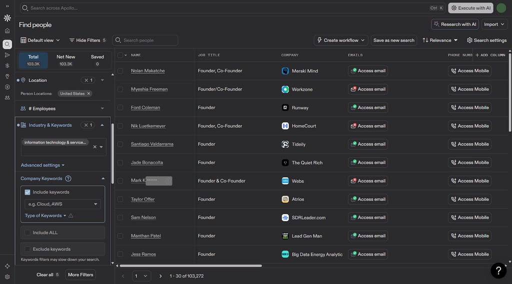 Apollo.io interface