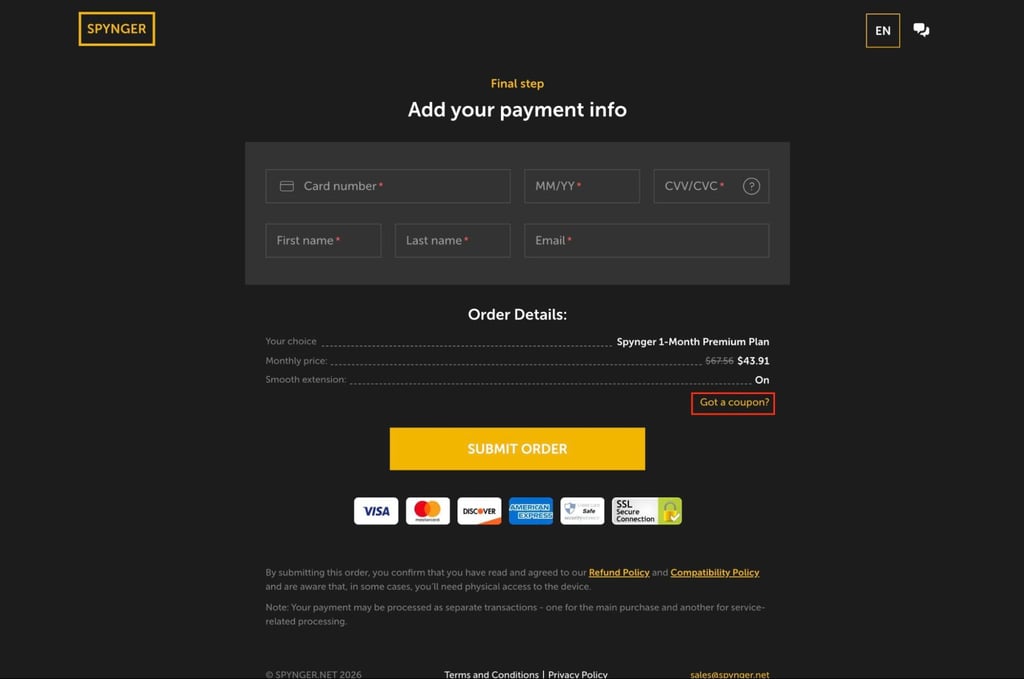 Click the Got a coupon option at checkout