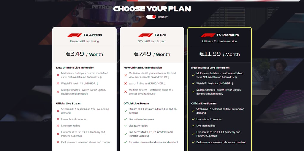 F1 streaming plans new