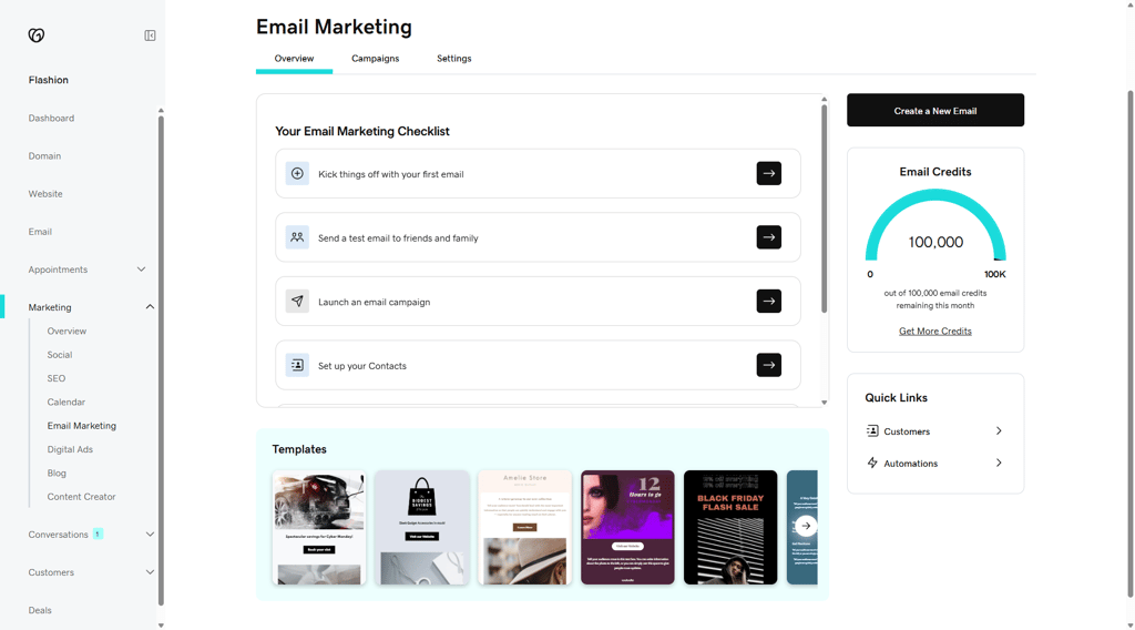 GoDaddy website builder email marketing