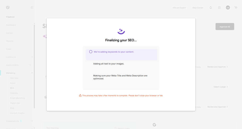 GoDaddy website builder seo setup