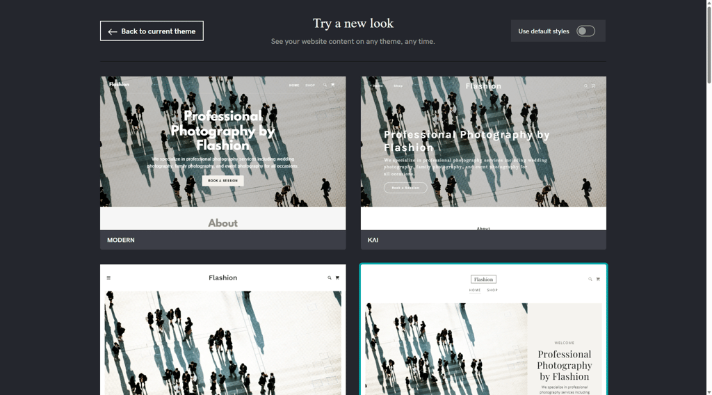 GoDaddy website builder template options