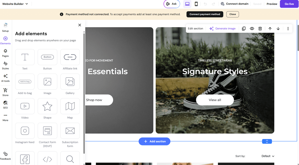 Hostinger Website Builder editor AI