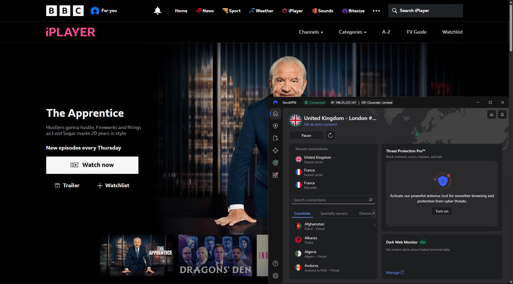 NordVPN BBC iPlayer uk
