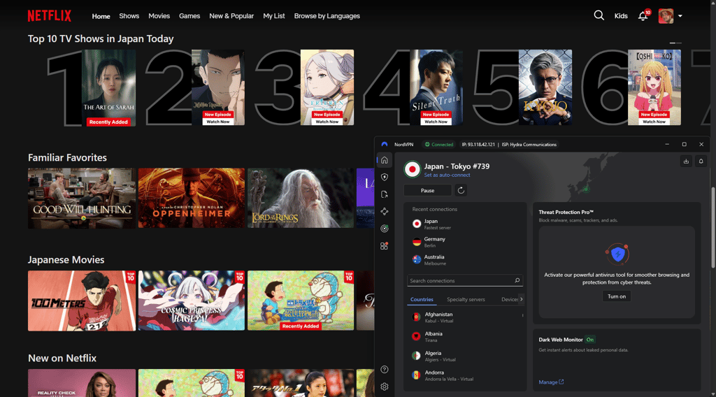 NordVPN Netflix JP unblocked