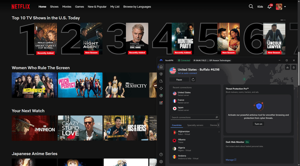 NordVPN Netflix US unblocked