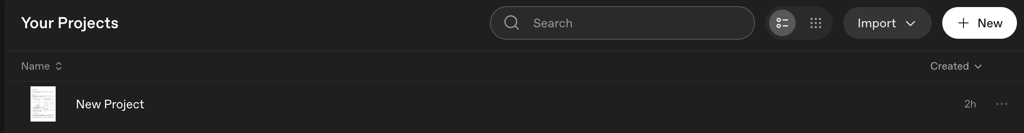Prism projects interface