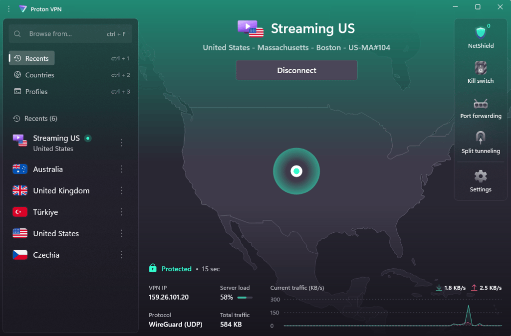 Proton VPN Windows interface february 2026