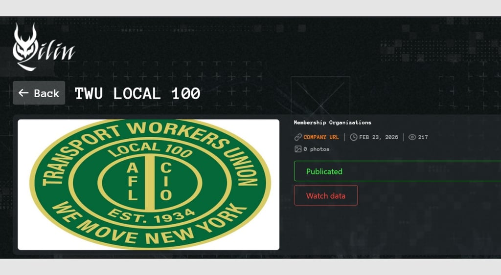 Qilin ransomware  - TWU Local 100