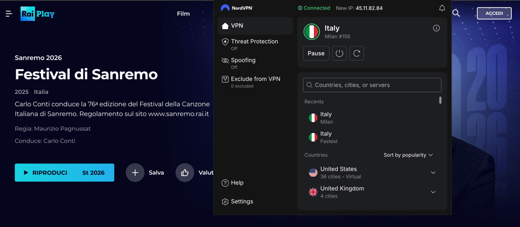 RaiPlay, Sanremo 2026