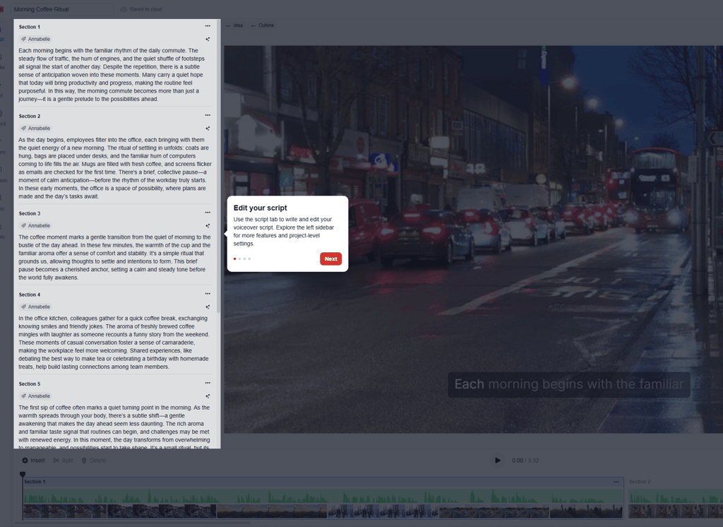 VideoGen generated script and video