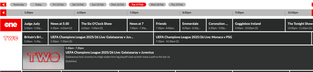 Galatasaray vs Juventus (Virgin Media Two)