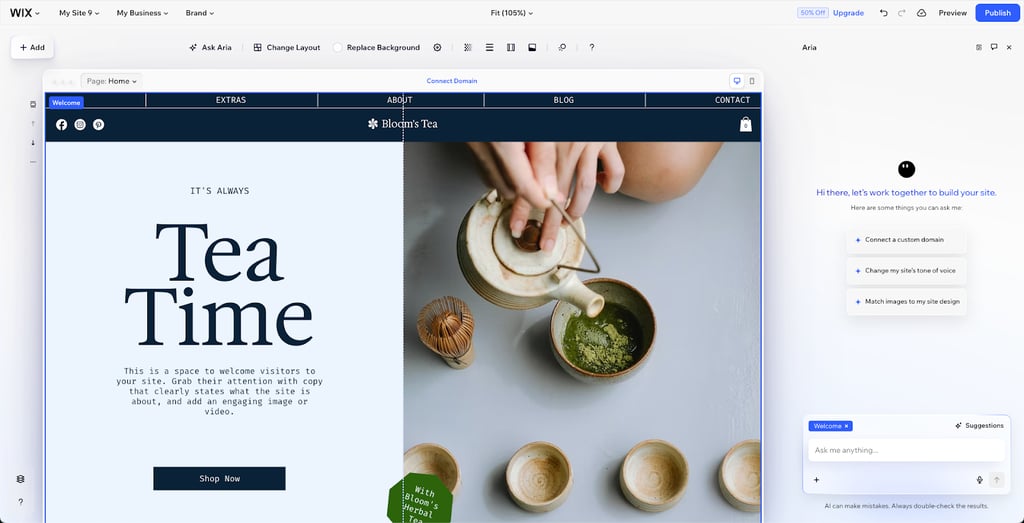 Wix Harmony editor interface