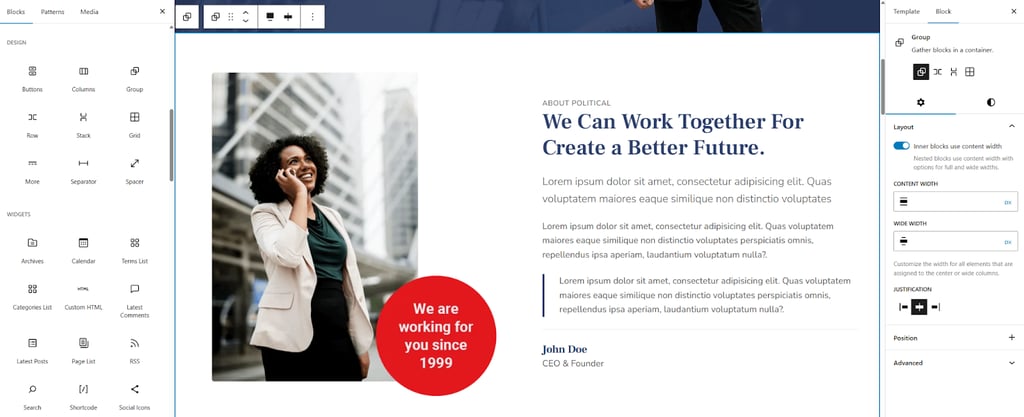 WordPress website page builder