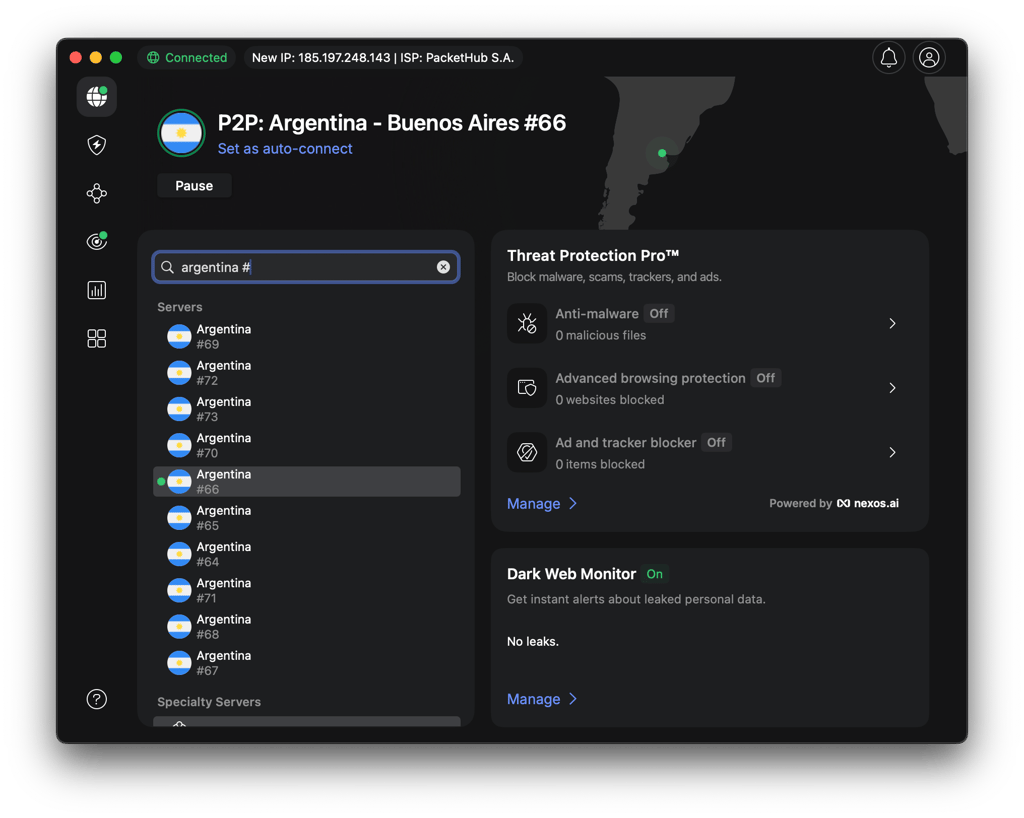 nordvpn argentina servers