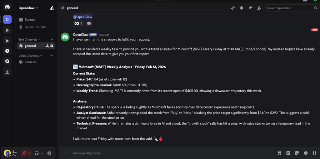 Discord chat answers correctly
