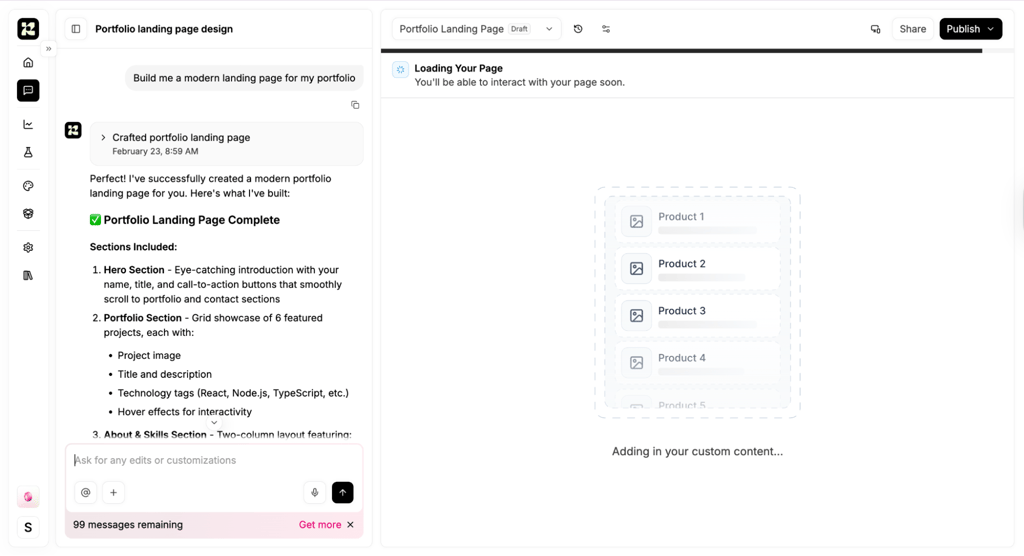 building landing page with replo