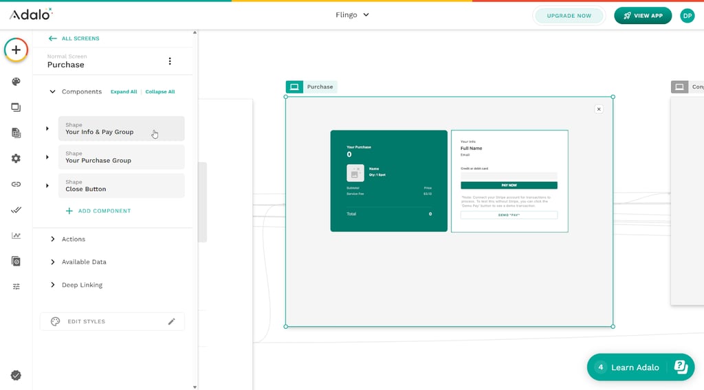connecting components in adalo